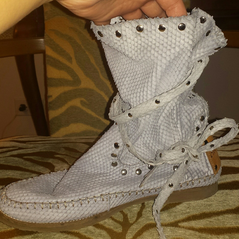 Studded Light Gray Women's Ankle Bootie